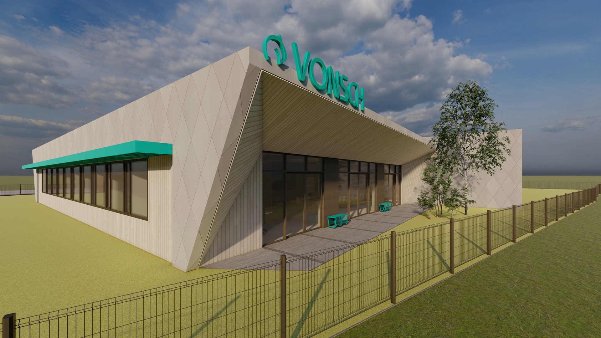 Vizualizácia vygenerovaná priamo z BIM modelu — projekt sídla spoločnosti VONSCH